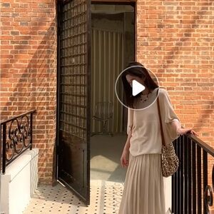 Elegant Beige Knit Dress Set